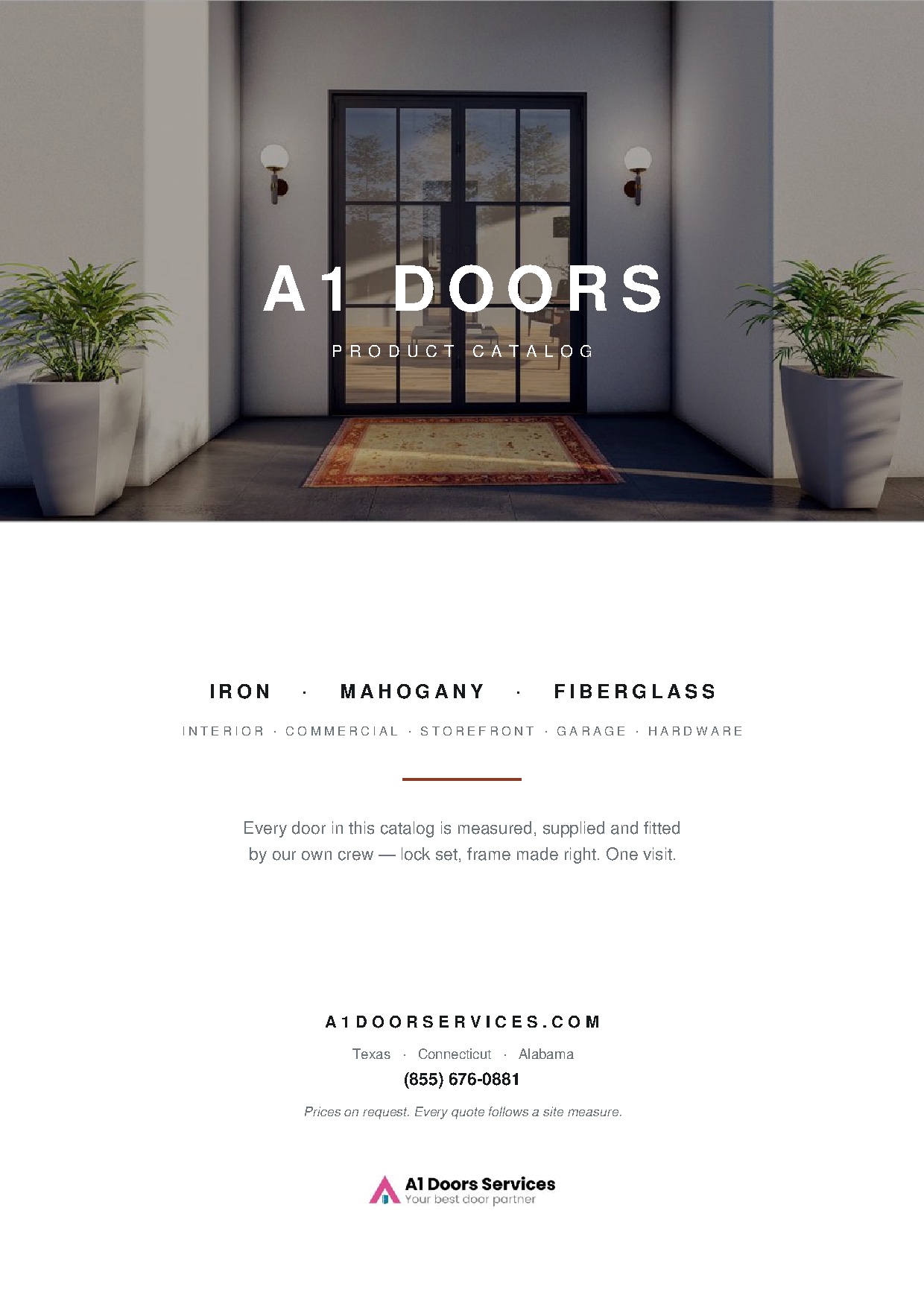 A1 Doors Product Catalog 2026 cover