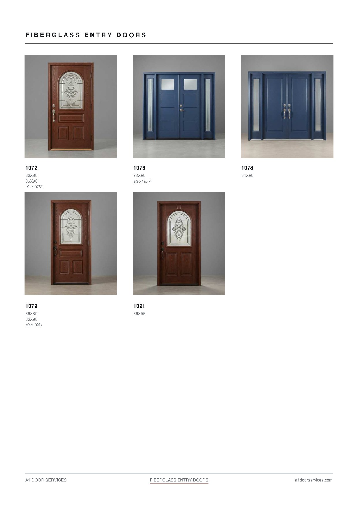 Catalog spread: fiberglass entry doors
