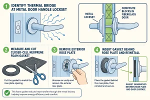 This infographic anchors key differences in entry door materials, making it easy to remember the durability, insulation, and cost-efficiency advantages of fiberglass over wood and steel doors.