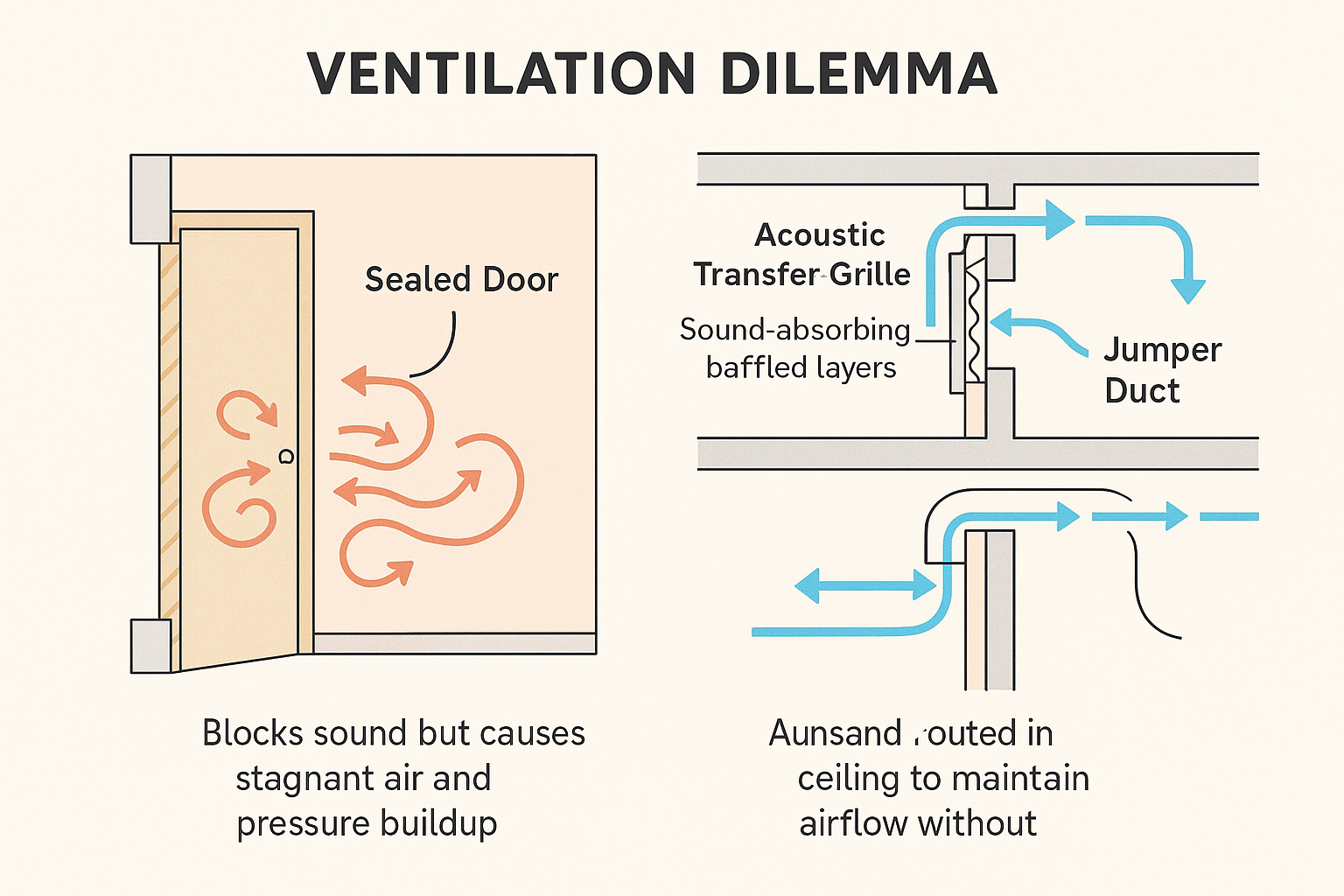 This infographic visually clarifies how STC ratings measure a door's ability to block sound. Notice how solid-core and specialized acoustic doors dramatically reduce noise compared to hollow or louvered doors.