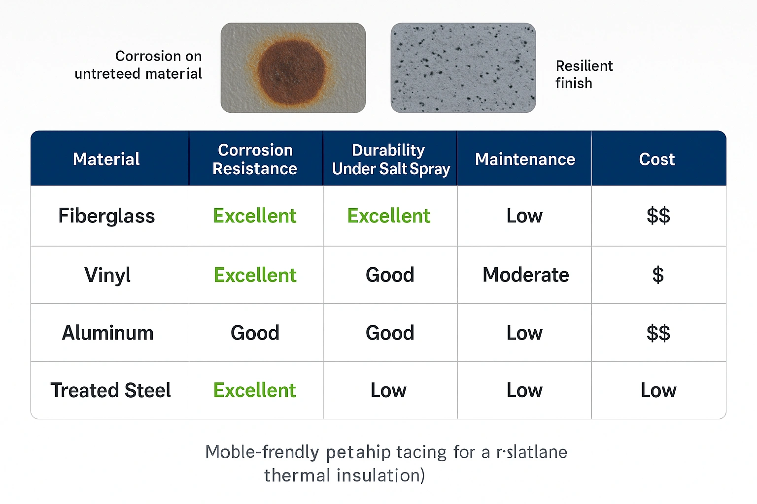 A comparison chart of coastal automatic door materials
