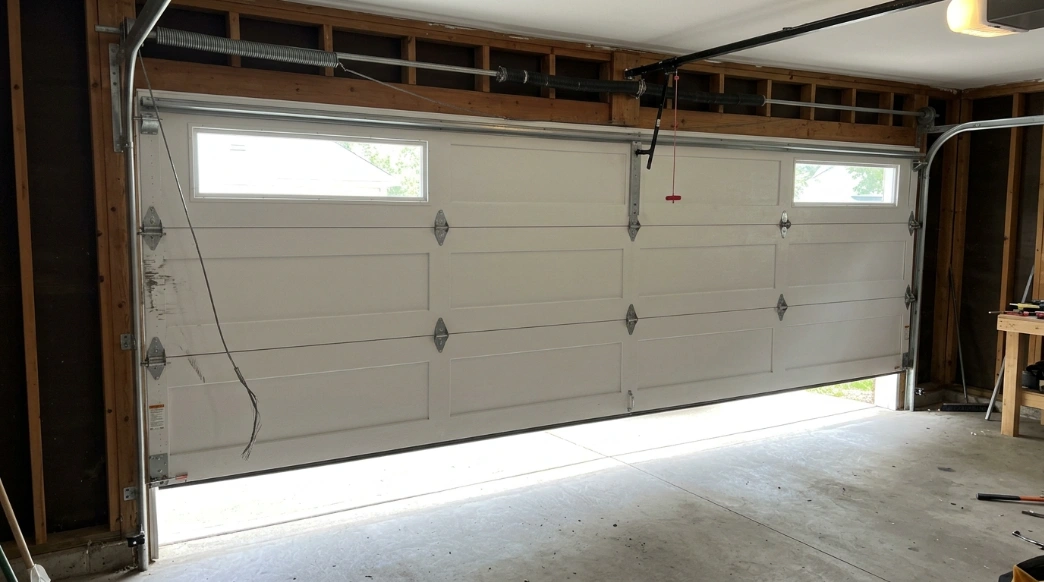 Garage door jams in track