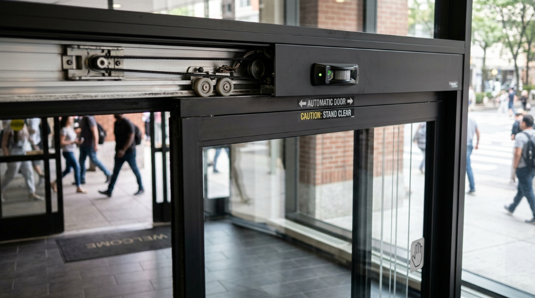 Automatic entrance door close up