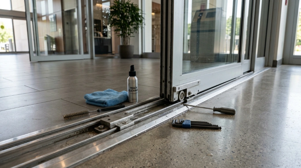 Cleaning automatic sliding door
