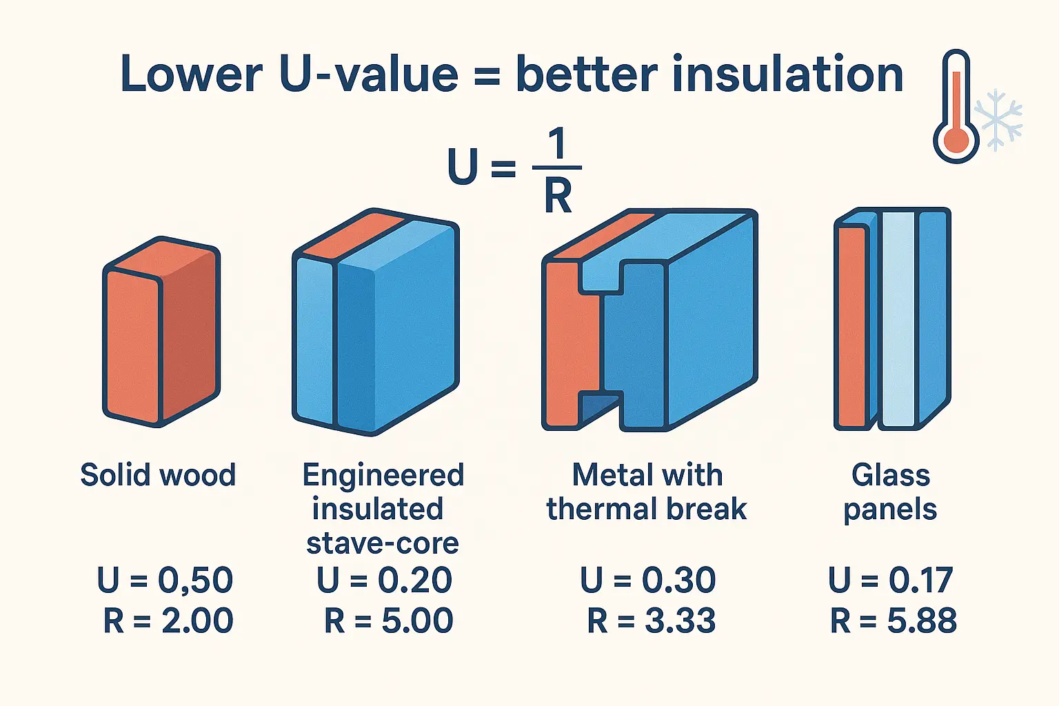 Understanding how U-values and R-values determine an exterior door's thermal performance