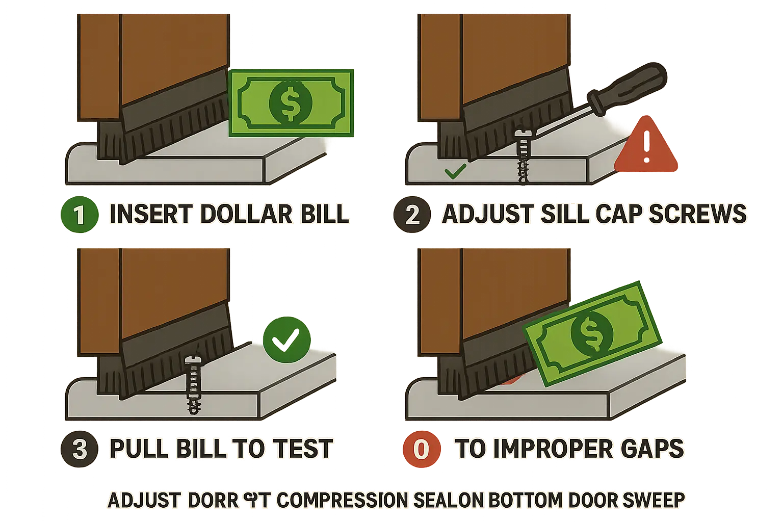 Door threshold weatherproofing steps