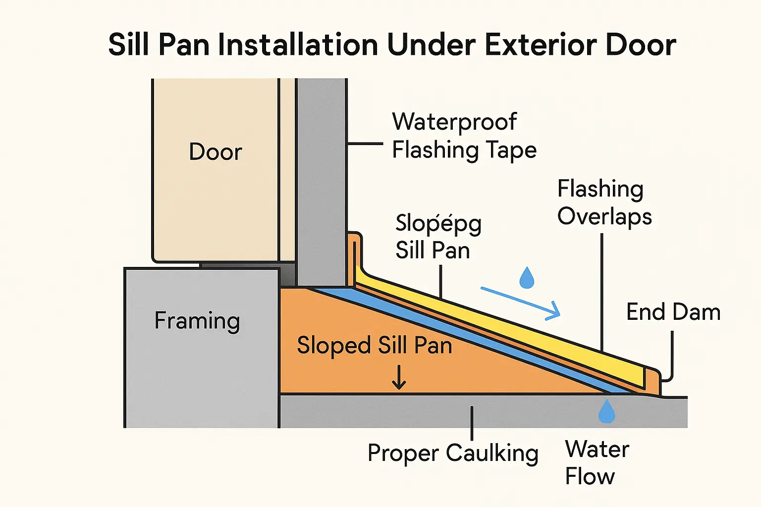 Watertight sill pan diagram