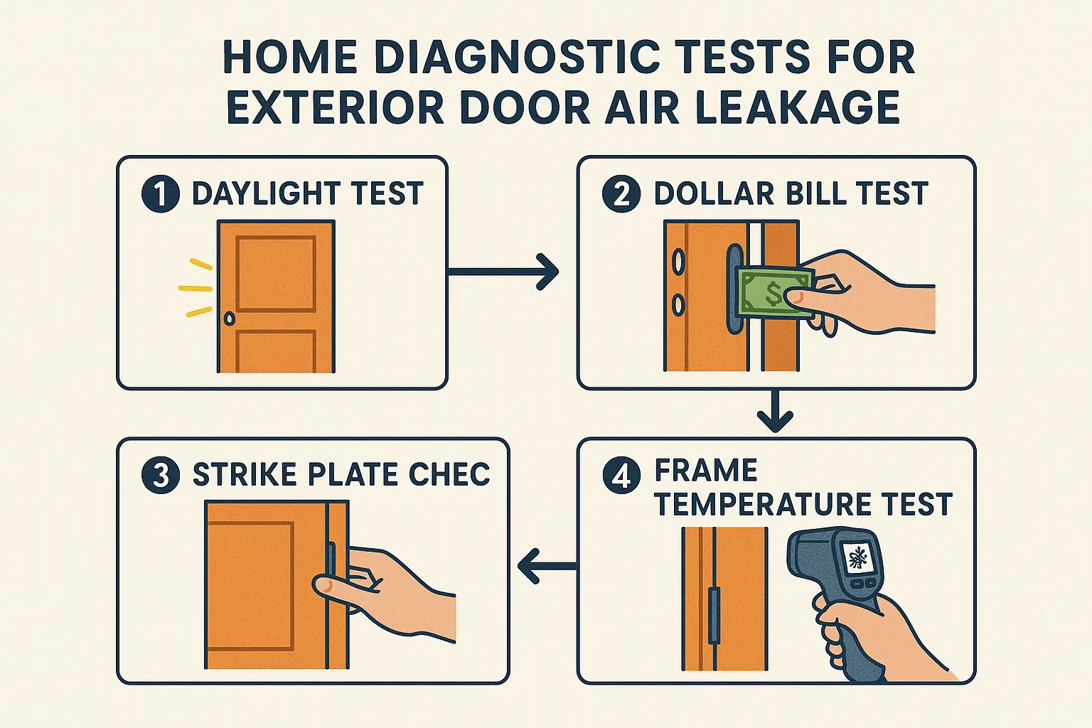 A practical four-step guide to diagnose common sources of heat loss and drafts around exterior doors
