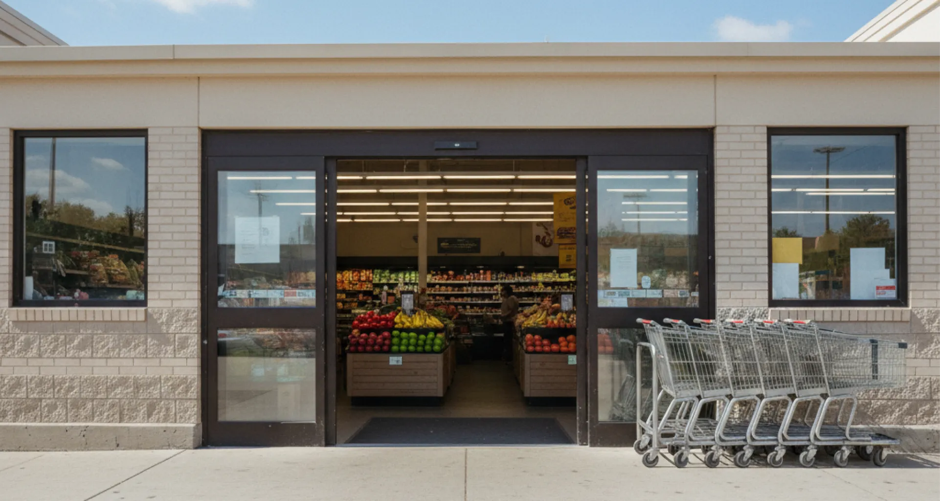 grocery-store-automatic-sliding-entrance-shopping-carts
