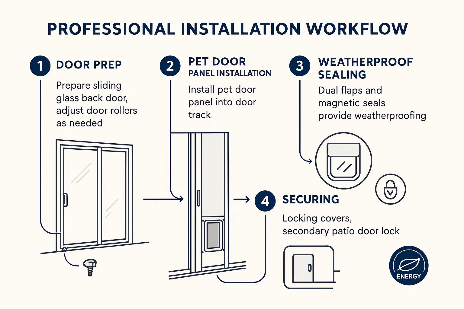 Quickly compare sliding glass door pet door options by cost, security, insulation, and ease of installation to find the perfect fit for your home and pet.