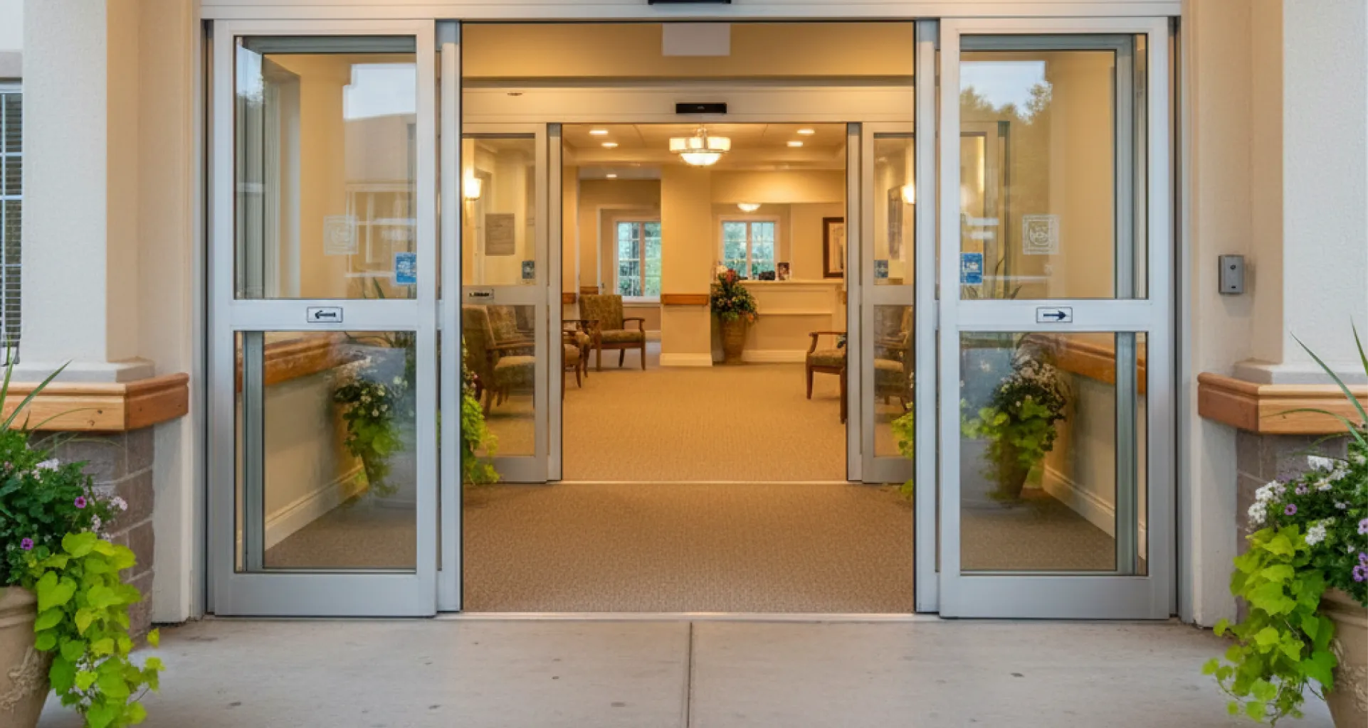 senior-living-accessible-automatic-entrance-resident-walker