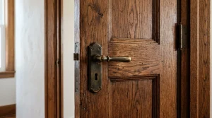 wooden interior door close up