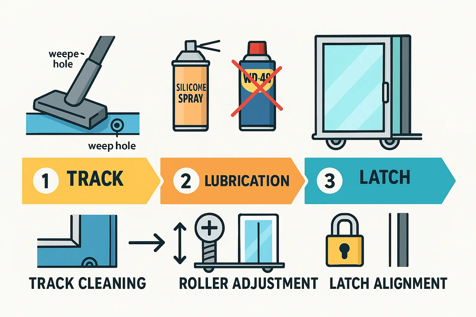 Follow this visual guide to perform essential preventative maintenance on your glass door, enhancing smooth operation and extending door lifespan with straightforward steps.