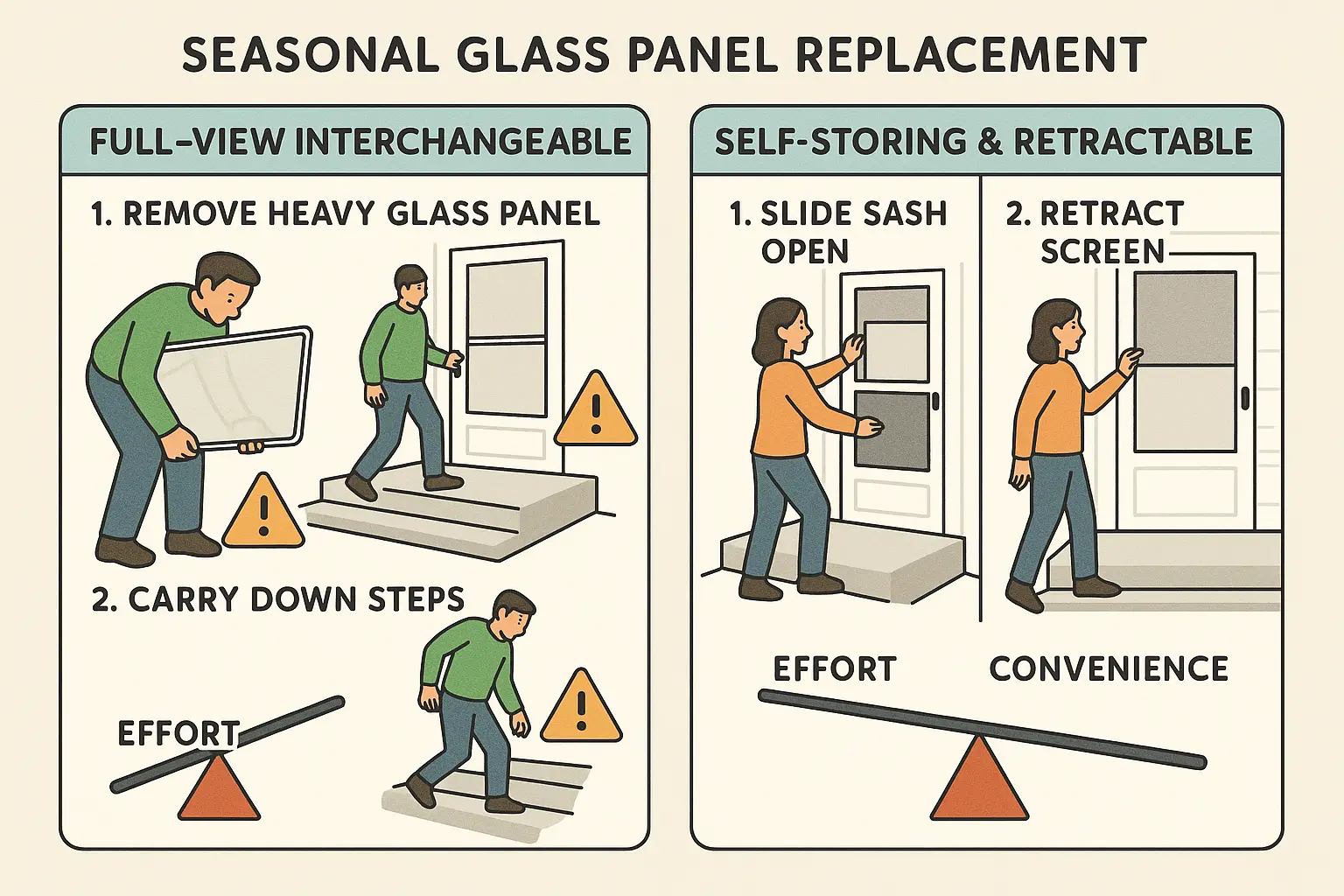 Swapping heavy glass panels safety considerations